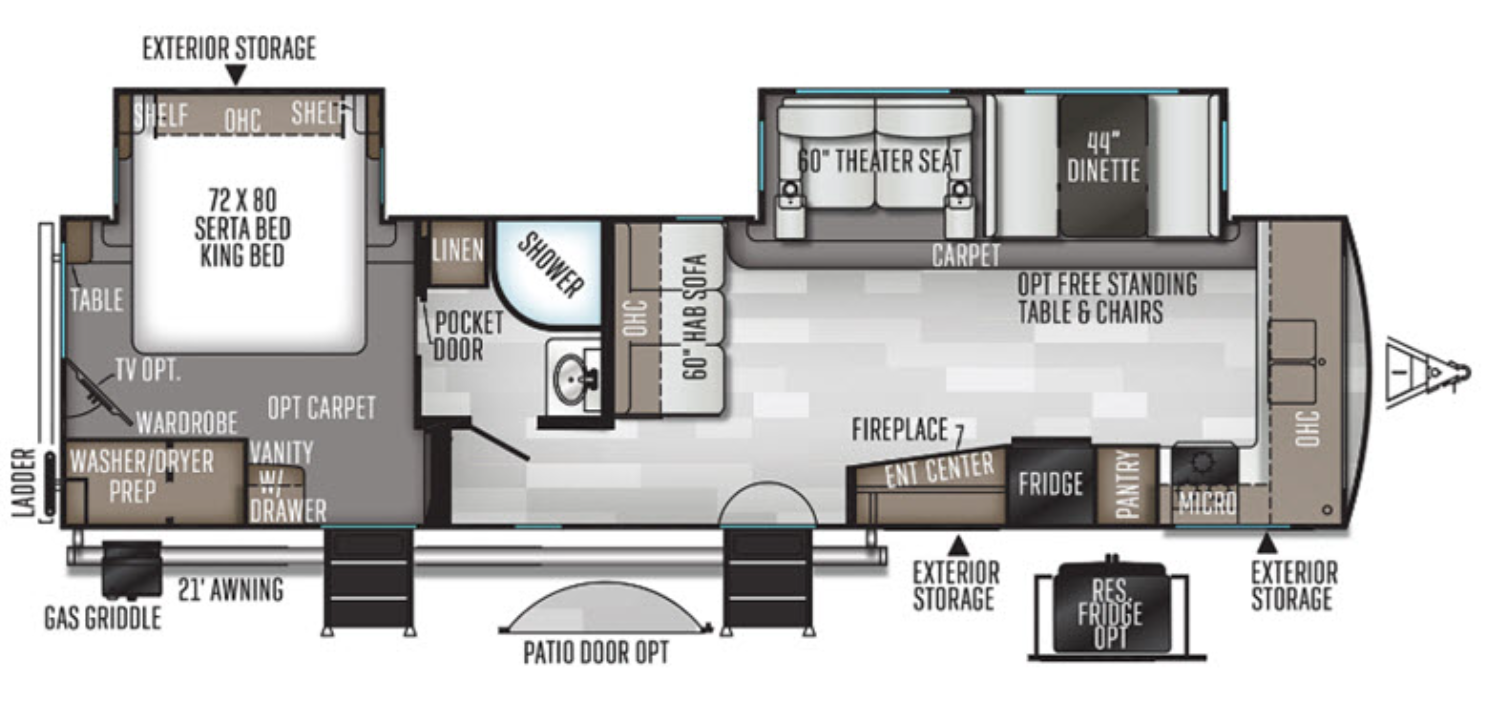 Plan de la roulotte Rockwood Signature 8335BSS